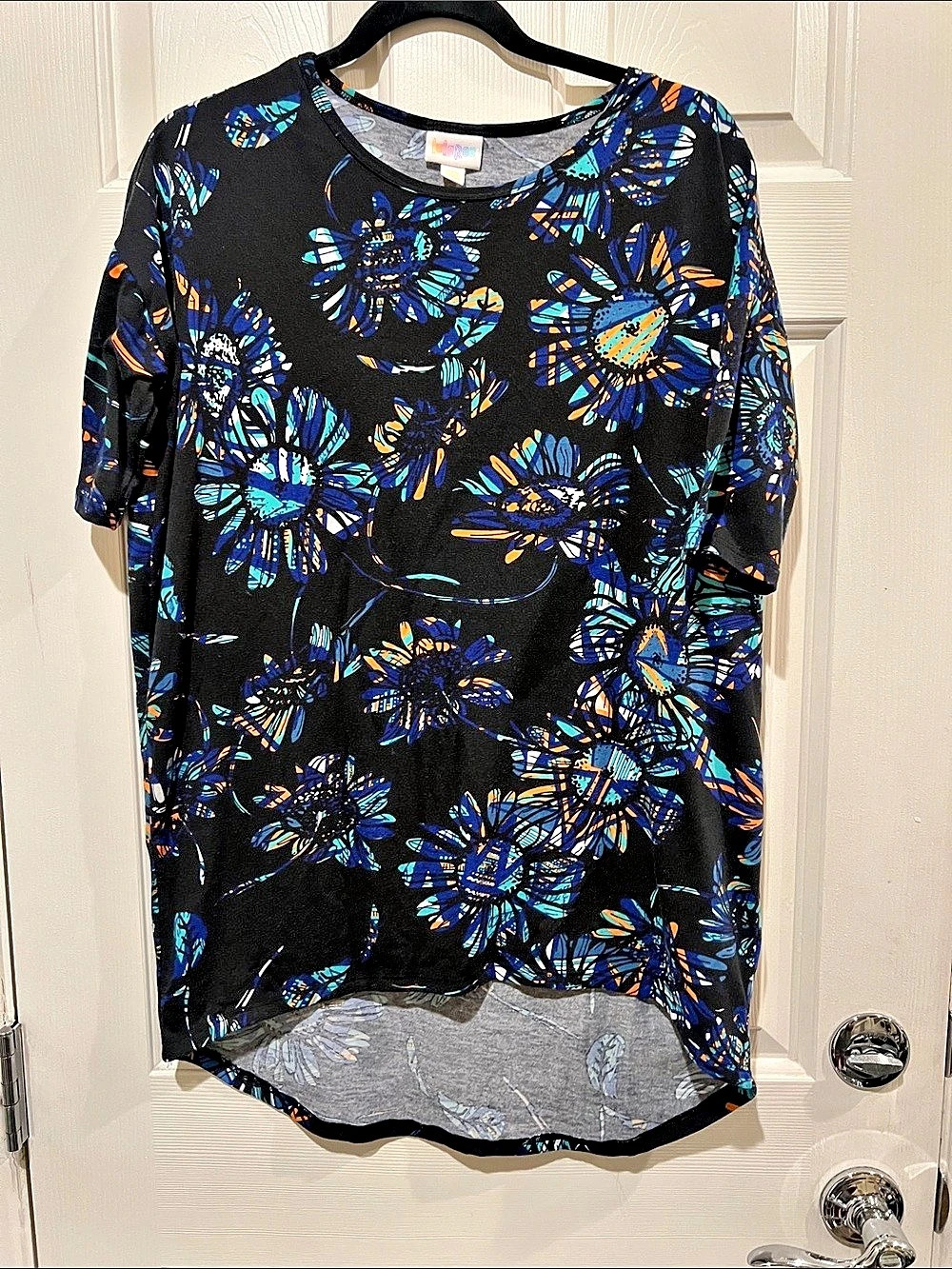 LuLaRoe Irma Tunic Floral Black & Blue XXS